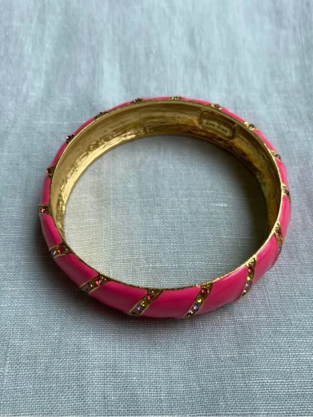 Kate Spade pink enamel rainbow crystal Lollie bangle bracelet - Picture 5 of 9